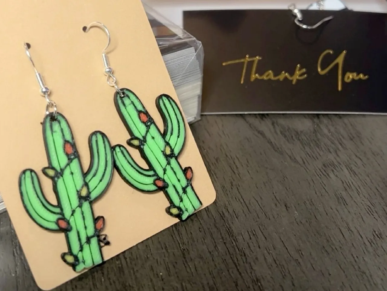Christmas Cactus earrings view 3