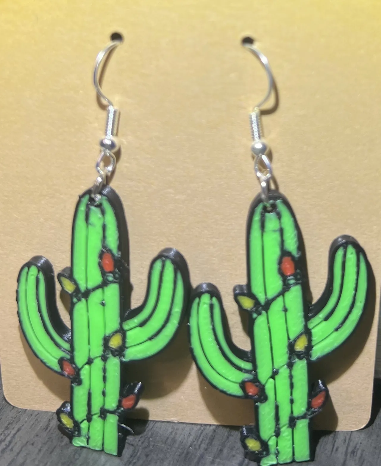 Christmas Cactus earrings view 2