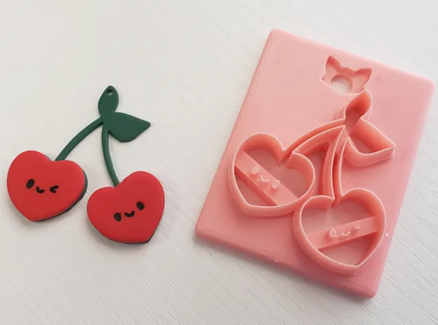Valentine Cherries Polymer Clay Earring Cutter