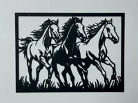 Décoration murale - Silhouette de chevaux sauvages en liberté — photo 2
