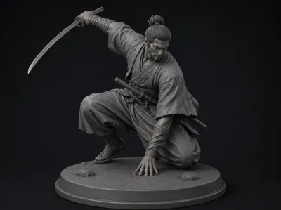 Classic Samurai With Katana Figure