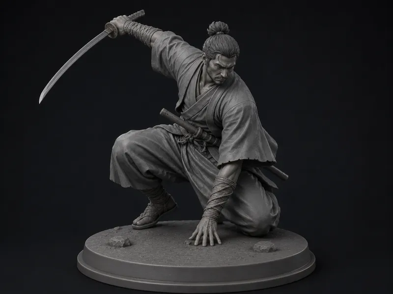 Classic Samurai With Katana Figure