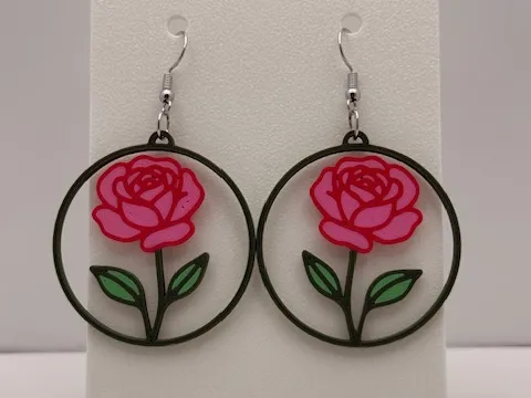 Rose in Bloom Hoop Earrings