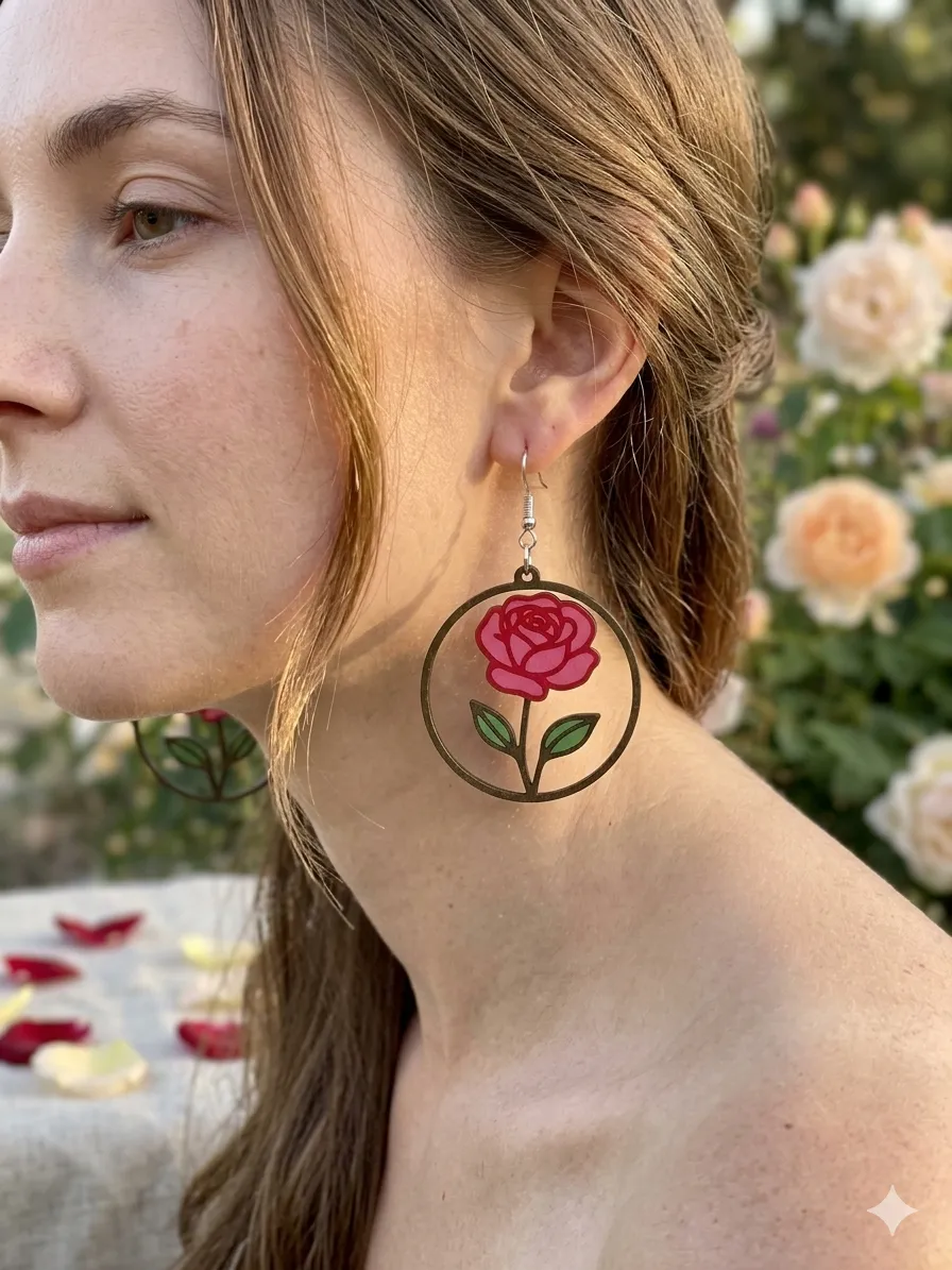Rose in Bloom Hoop Earrings view 3