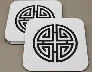Square Coaster Set - "Four Blessings" (set of 4)