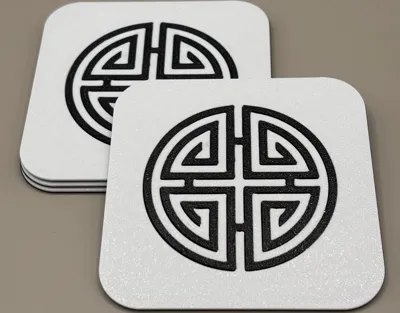 Square Coaster Set -  "Four Blessings" (set of 4)
