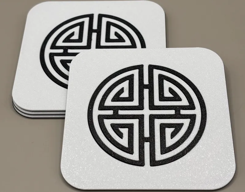 Square Coaster Set -  "Four Blessings" (set of 4)