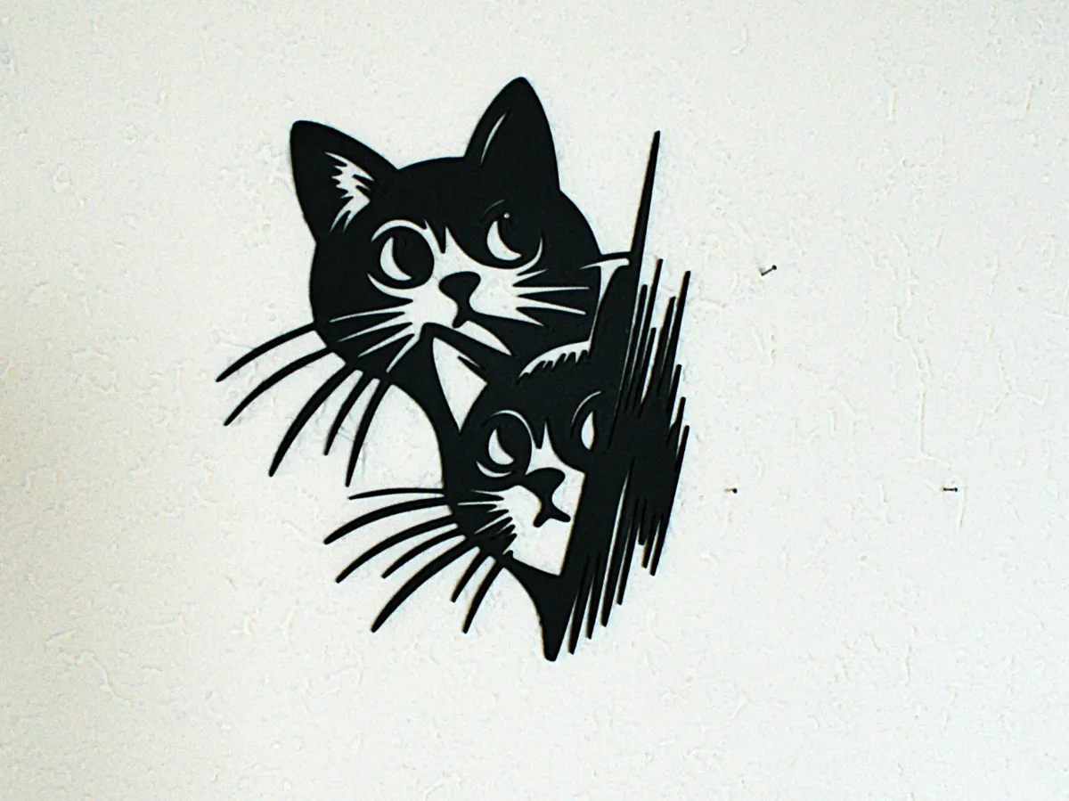 Décoration murale deux têtes de chat