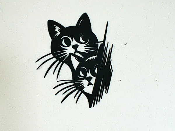 Décoration murale deux têtes de chat