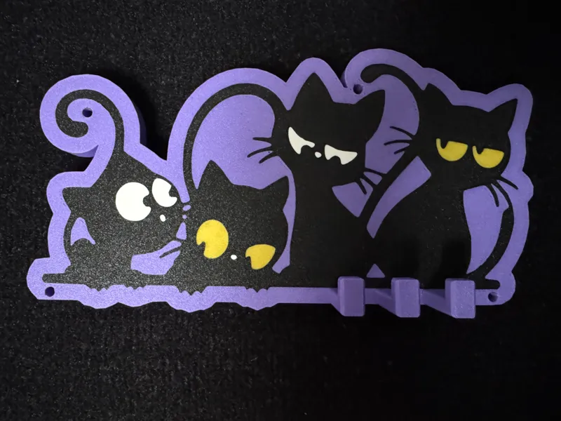 Porta Chiavi Tema Gatti a Muro/Ganci