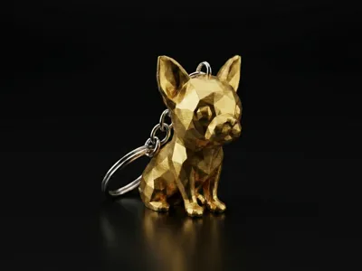 Low Poly Chihuahua Keychain, just 7g!