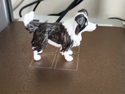 Border Collie standing pose, easy print version, layered fur for easy painting