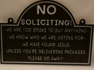 No soliciting sign