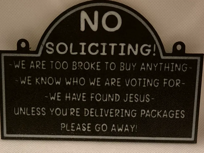 No soliciting sign
