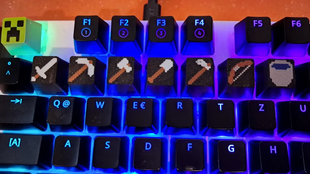 Minecraft Hotkey Keycaps (Number Keys) - Free 3D Print Model - MakerWorld