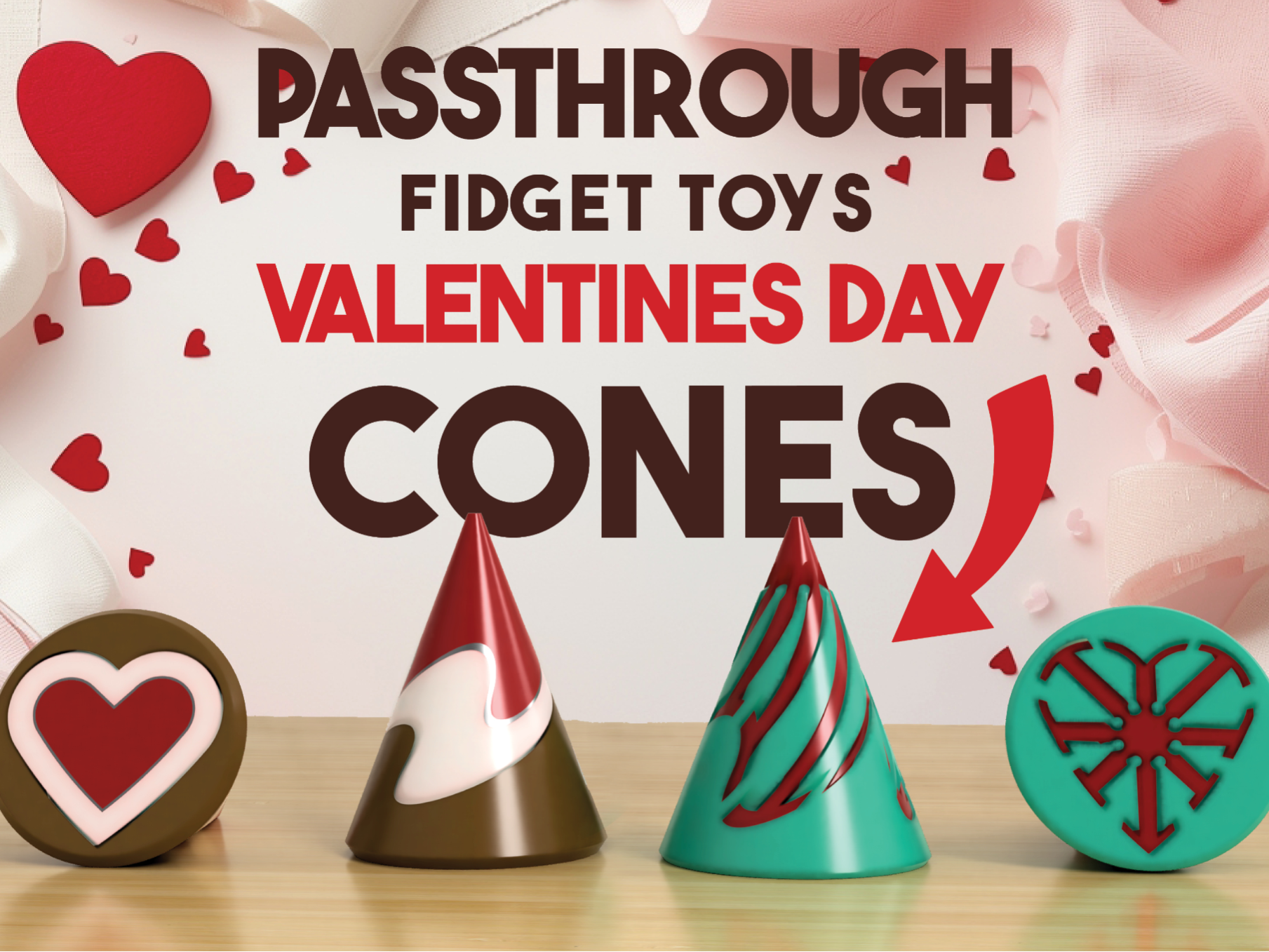 PASSTHROUGH Spiral Cone Valentine’s Day (Set of 2)