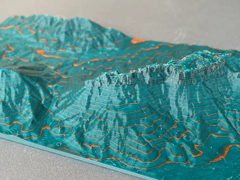 Donkey Mountain Relief Map with Contour Lines