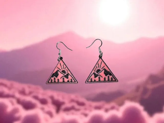 Pink landscape earrings