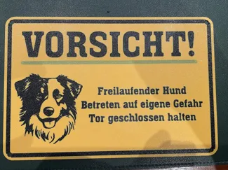 Warnschild freilaufender Hund
