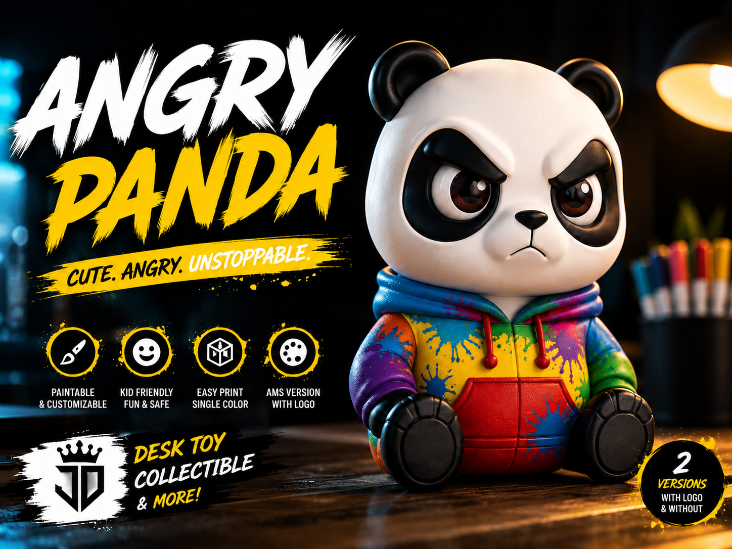 Angry Panda  | Cute Paintable Desk Toy