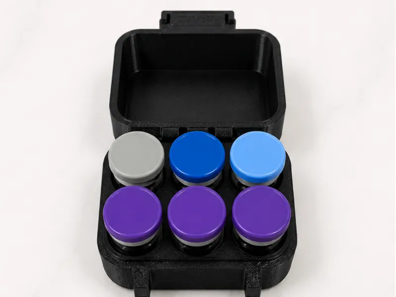Compact 5/7ml Peptide case snapbox, (6 vials)