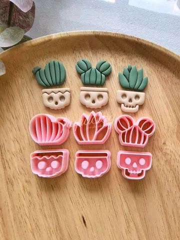 Cortador para modelado: Halloween skull potted plant polymer clay cutter — vista de referencia 2