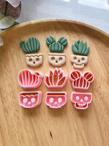 Cortador para modelado: Halloween skull potted plant polymer clay cutter — vista de referencia 3