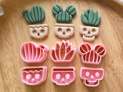 Cortador para modelado: Halloween skull potted plant polymer clay cutter — referencia de MakerWorld