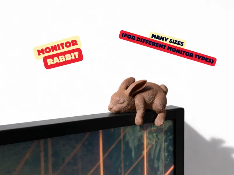 MONITOR BUNNY / CUTE EASTER OFFICE DECOR / RABBIT