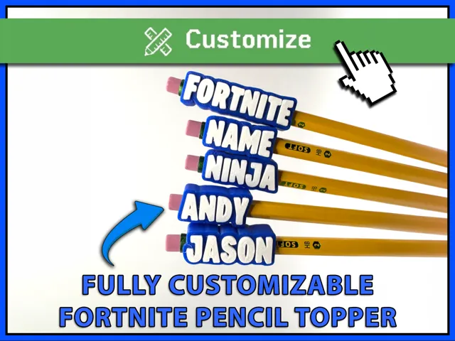 Fortnite Font Custom Pencil Topper Maker - Free 3D Print Model - MakerWorld