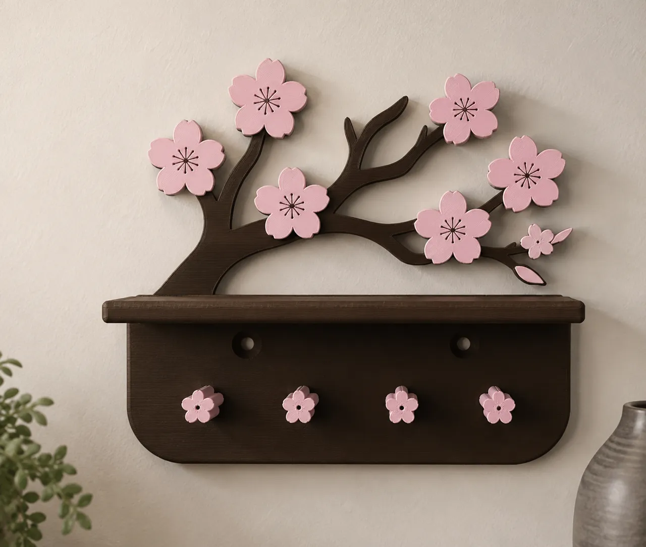 Cherry Blossom Wall Shelf & Key Holder view 2
