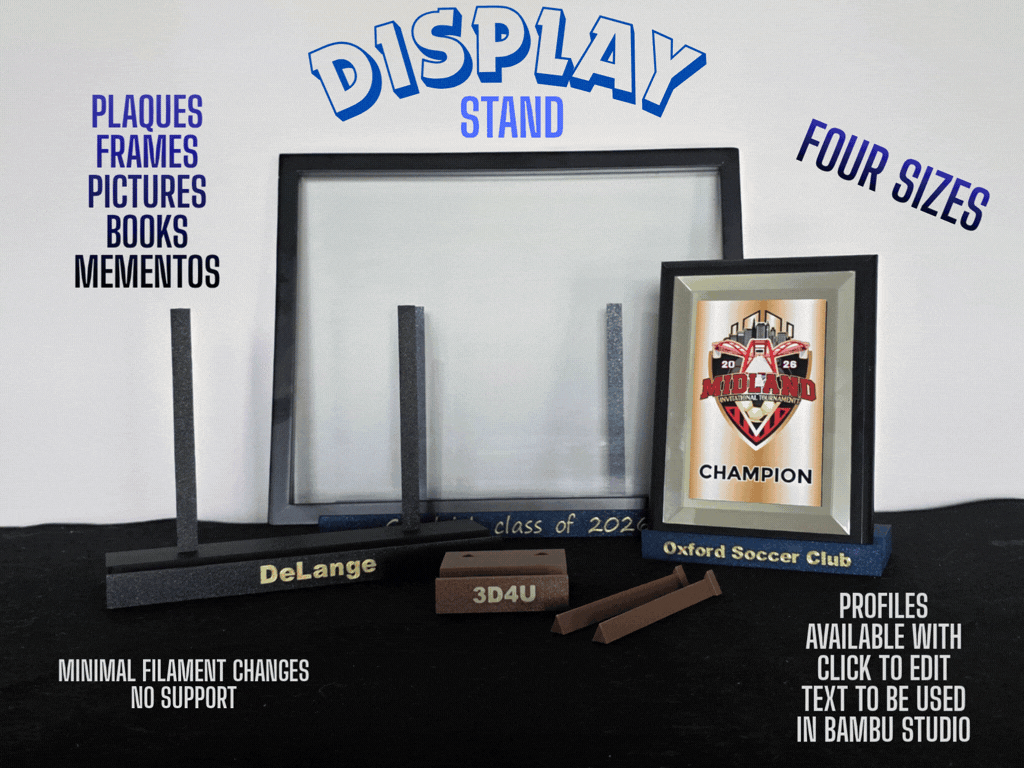 Display stand plaque, frame, picture, book
