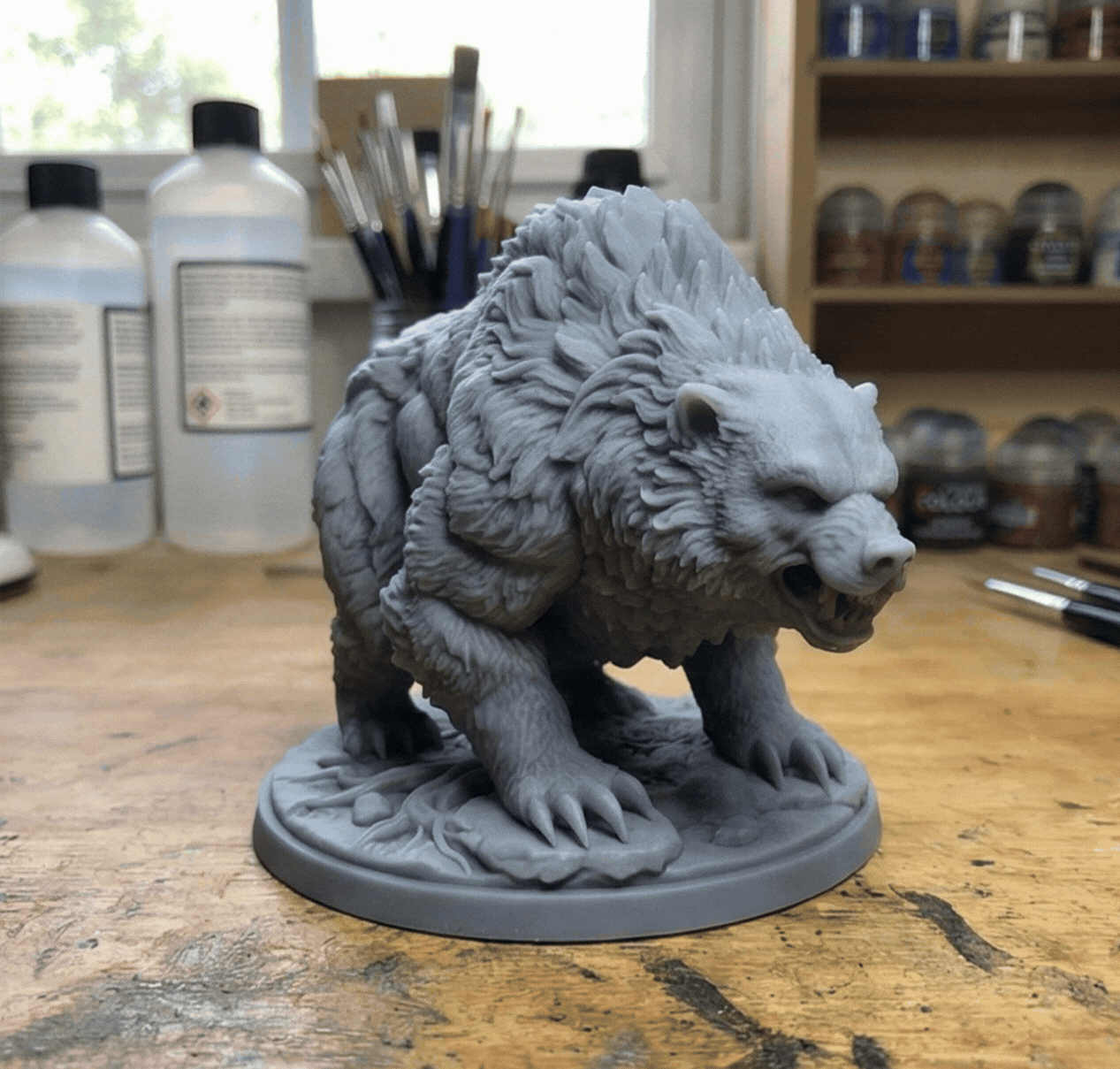 Great Cave Bear & Druid Wild Shape | RPG Miniature