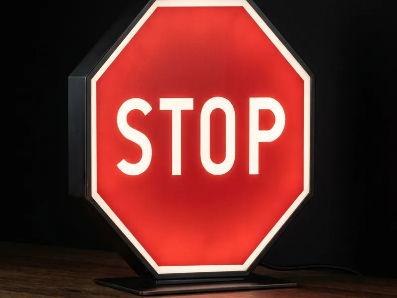 Lightbox STOP road sign