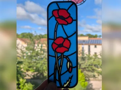 Poppy Stained Glass Bookmark