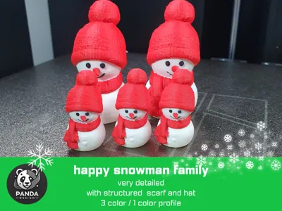 Happy snowman family
