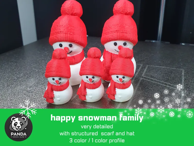 Happy snowman family