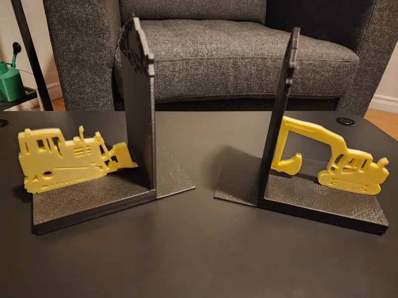 Construction Truck Bookends - Bulldozer/Excavator
