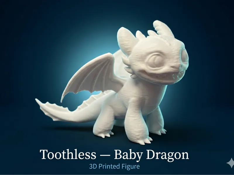 Toothless Baby Dragon — 3D Printed Figure 