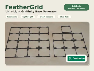 FeatherGrid - UltraLight Gridfinity base generator