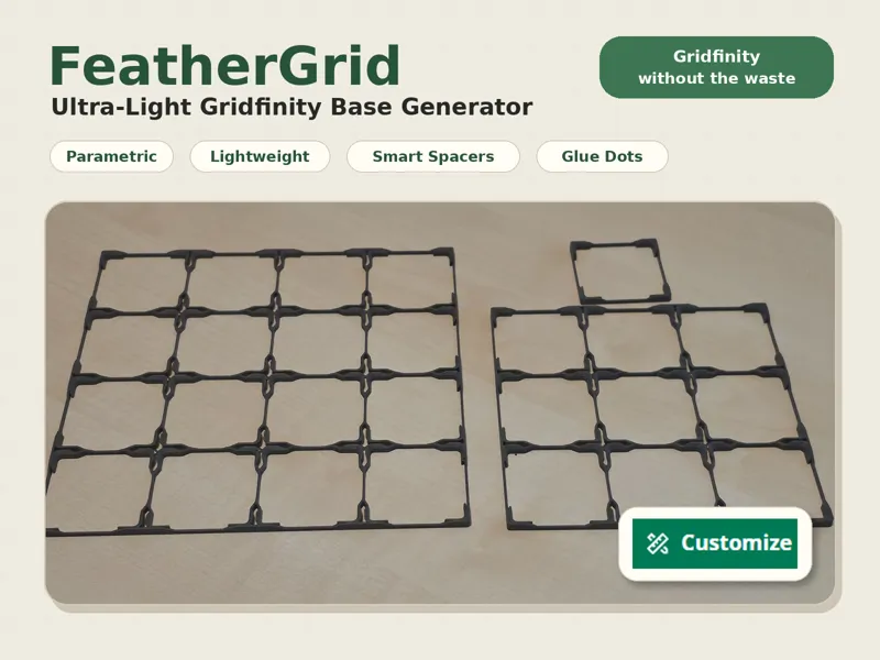 FeatherGrid - UltraLight Gridfinity base generator