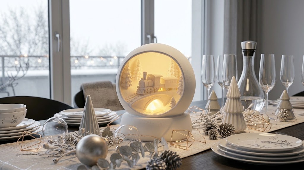 Modern Winter Train snow globe - 1