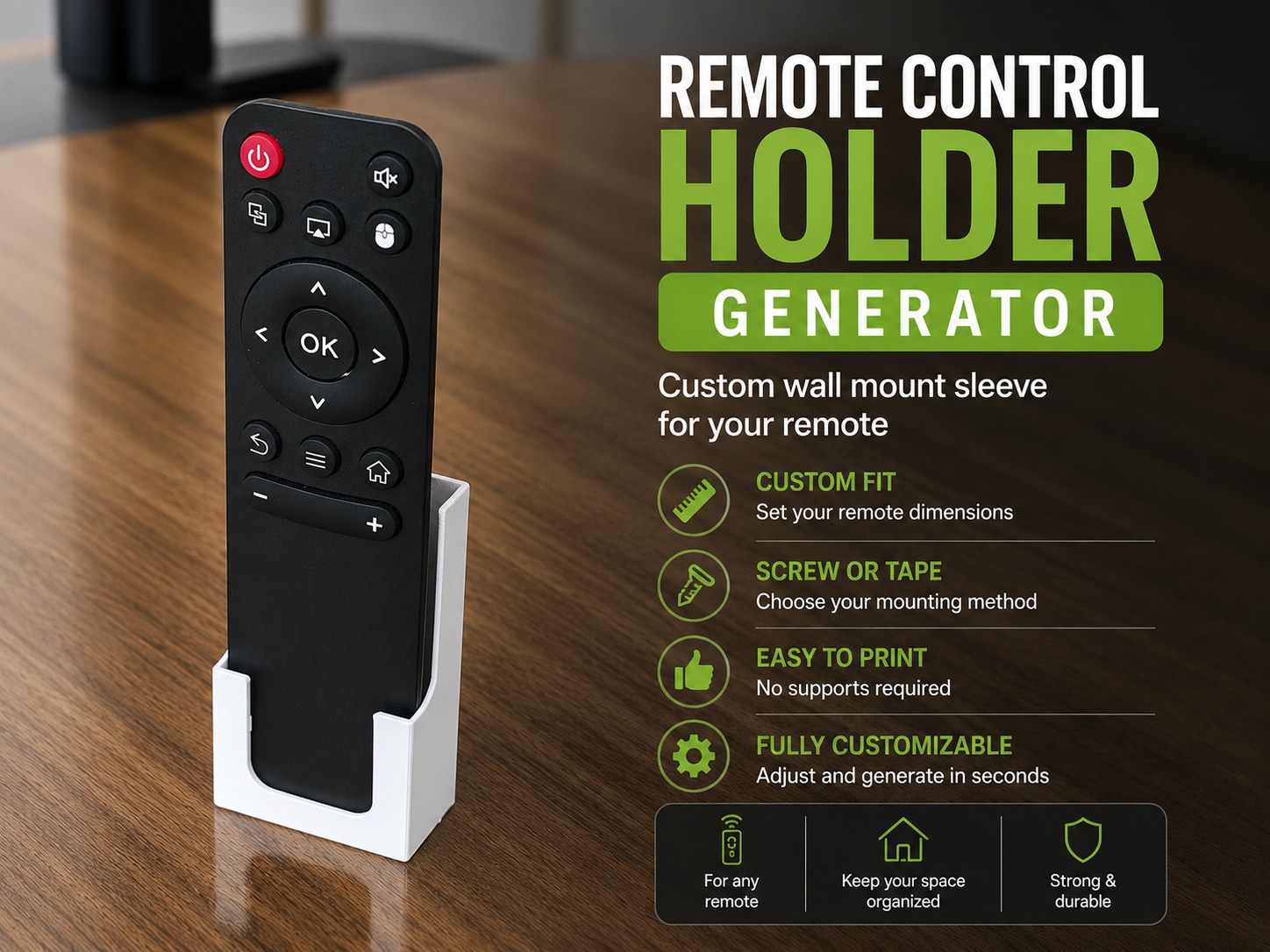 Remote Control Holder Generator  Custom Wall Mount