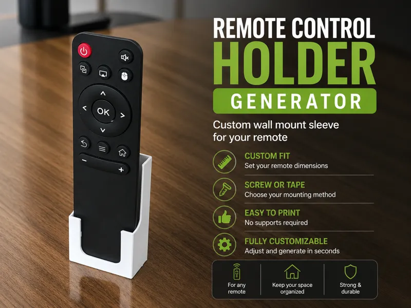 Remote Control Holder Generator Custom Wall Mount