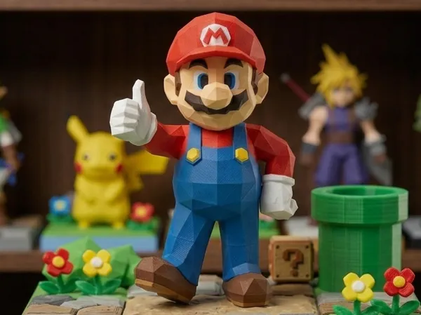 Figurine Mario low poly monochrome
