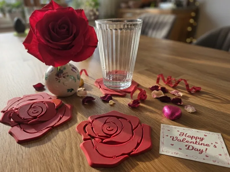 Rose Coaster - Print in Place - Valentines Day