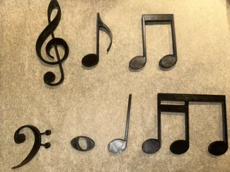 Music notes, rests and clefs