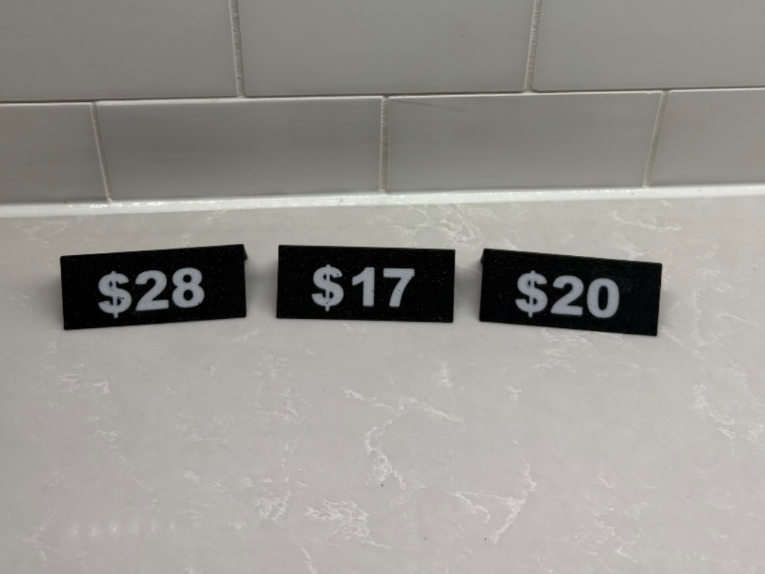 Custom Table Price Signs