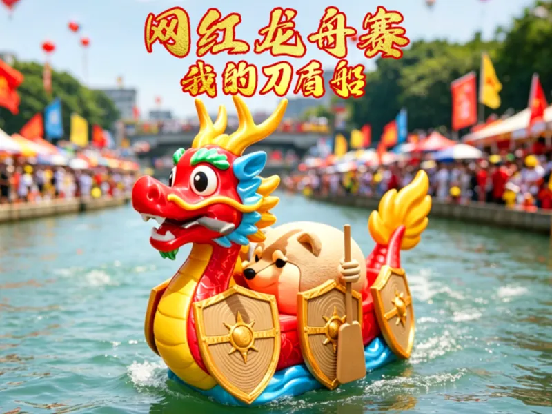 网红龙舟赛之我的刀盾船六一端午节特典全拆件摆件