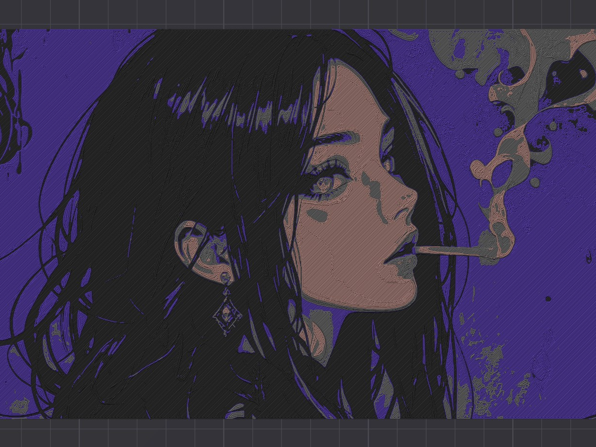 Hueforge anime girl smoke